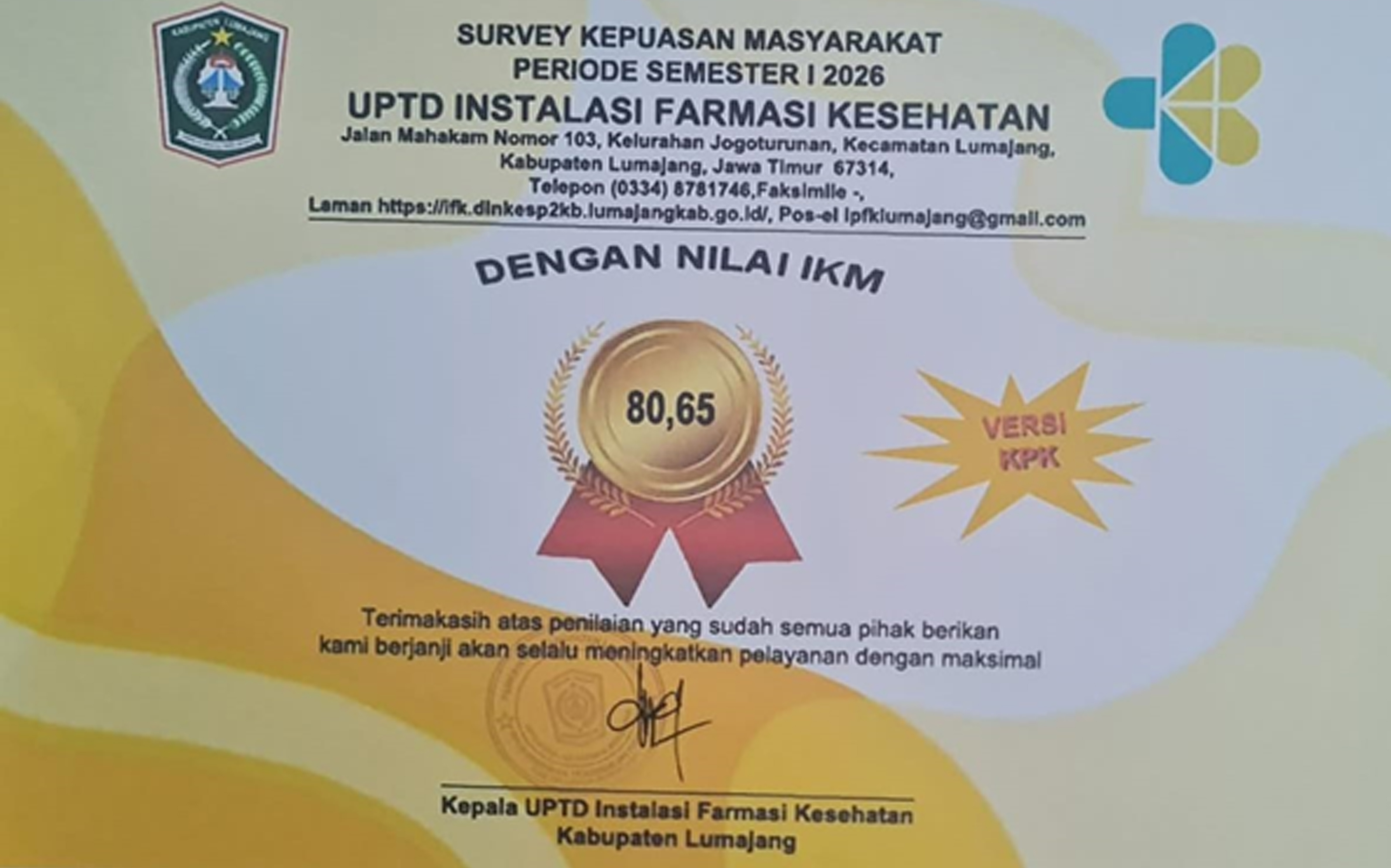 NILAI IKM UPTD IFK SEMESTER I 2026 by kpk