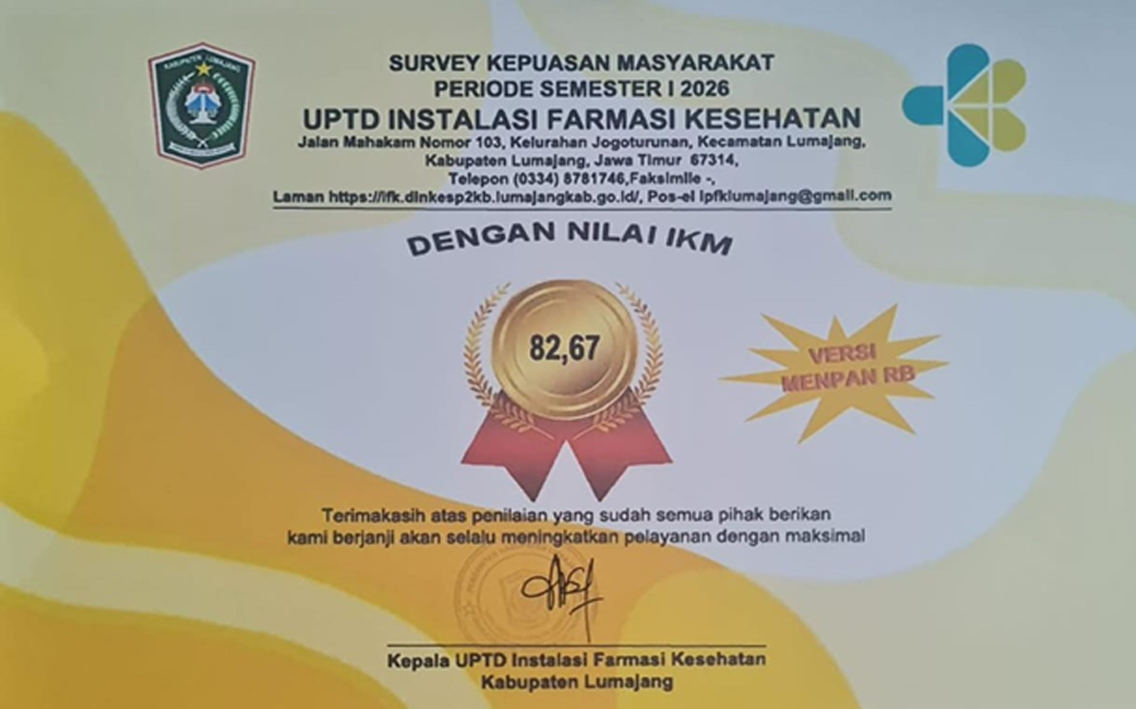 NILAI IKM UPTD IFK SEMESTER I 2026 by MenpanRB