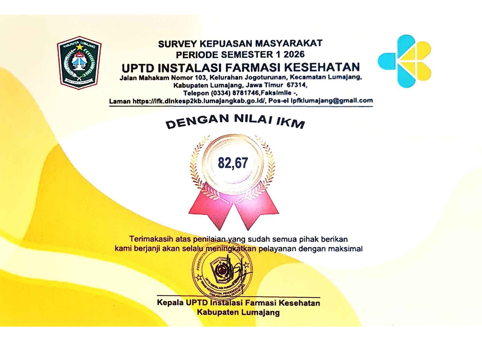 NILAI IKM UPTD IFK SEMESTER I 2026
